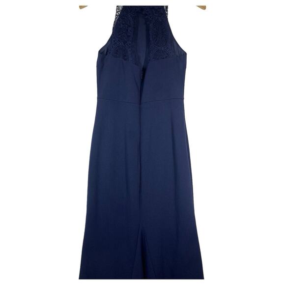 Lulus Dress Womens S Joella Halter Lace Back Formal Sleeveless Maxi Navy Blue - Picture 14 of 16